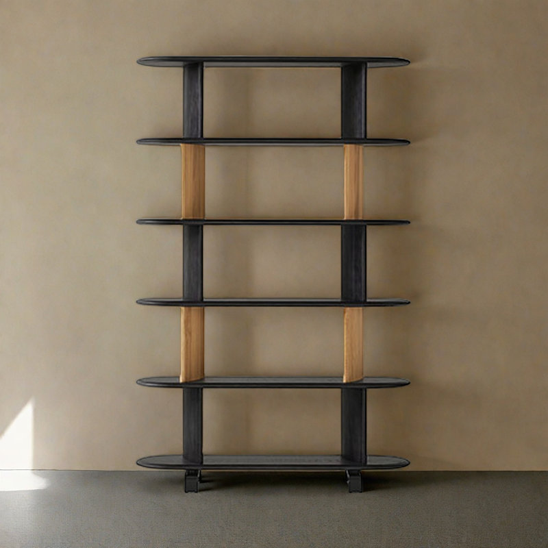 Bibliothèque artistique et tendance, Brun / Noir, (6 tablettes) H 73,2 po x l 47,2 po x P 14,1 po