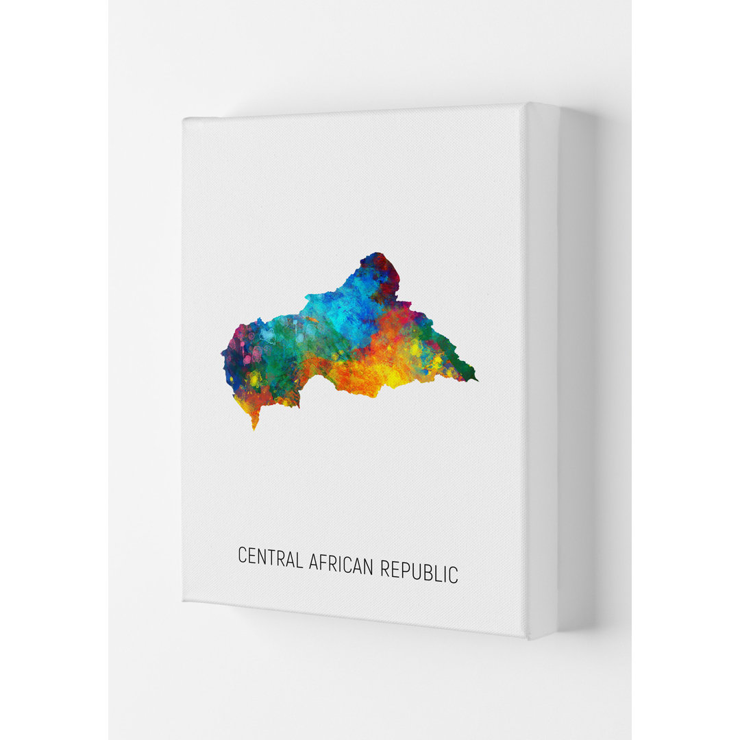 Central African Republic Watercolour Map by Michael Tompsett - Print