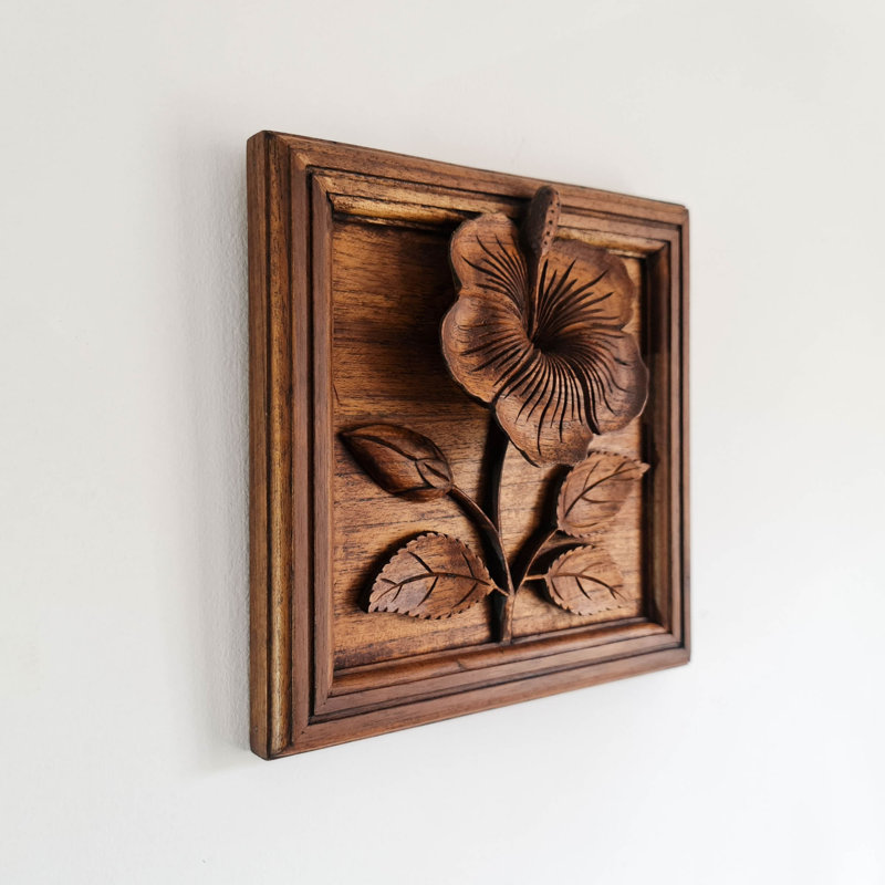 Handmade Traditional Plants & Flowers Wall Decor on Solid Wood