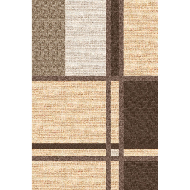 Tapis décoratif à motif géométrique beige, Tapis de couloir 3 pi 9,81 po x 9 pi 10,11 po