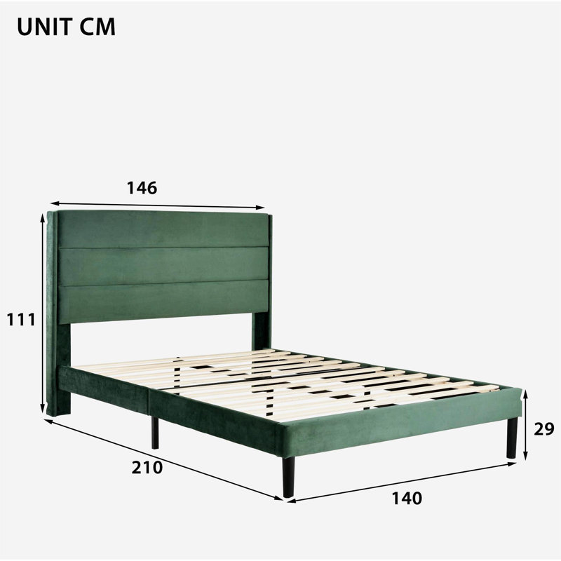 Liseta Bed, European Double (140 x 200cm), Green