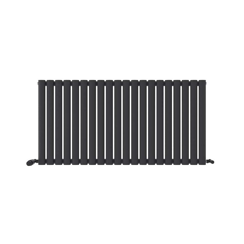 iBathUK Princia Horizontal Single Oval Panel Radiator, 600cm H x 1200cm W x 55cm D, Grey