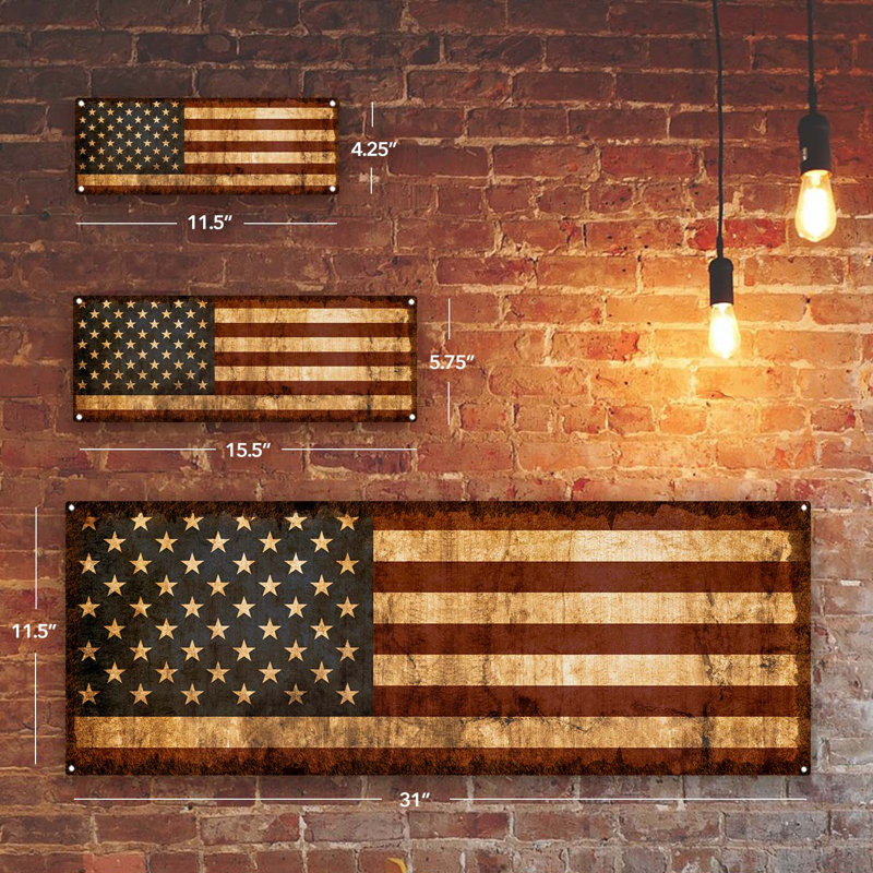 U.S. States & Territories Wall Decor on Aluminum, 11.5" H x 31" W x 0.04" D