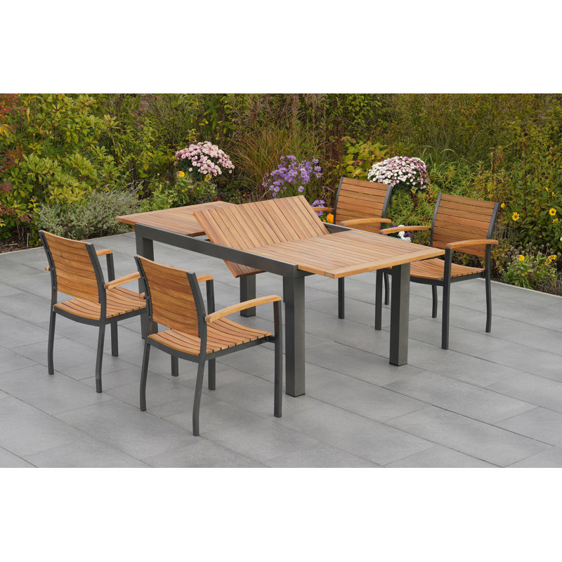 Barile 4 - Person Patio Dining Set with Extendable Rectangular Table