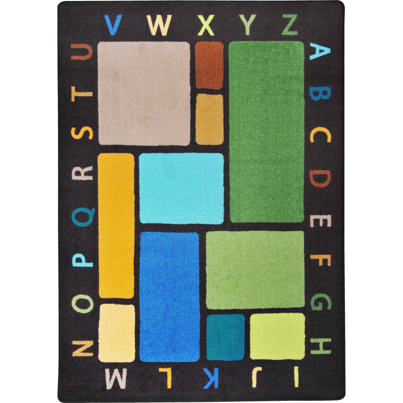 Tapis géométrique Building Blocks, Rectangle 5 pi 4 po x 7 pi 8 po