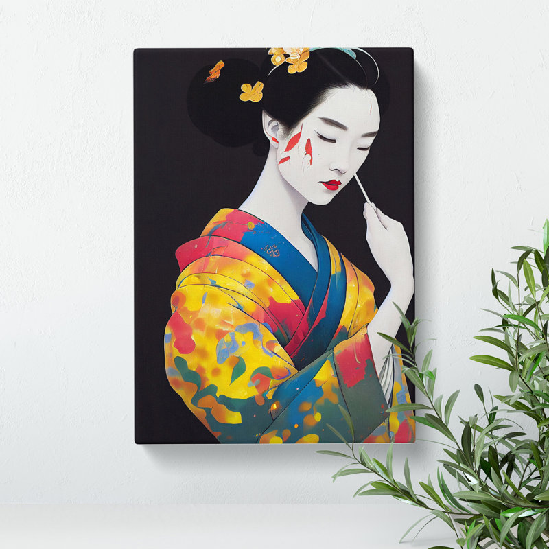 Paint Drip Geisha No.5 - Wrapped Canvas, 50cm H x 35cm W x 3cm D