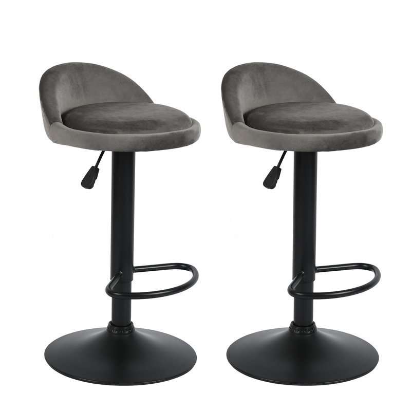 Vibeke Swivel Upholstered Adjustable Height Counter Stool with Metal Frame