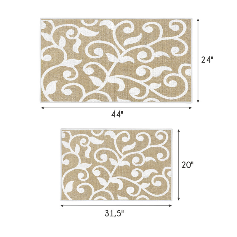Tapis de cuisine 2 pièces Devkaran, Beige