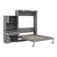 Grand lit escamotable encastré au mur de taille grand avec armoire de rangement, tablette à vin, support en verre, tiroirs et éclairage à DEL-881240823