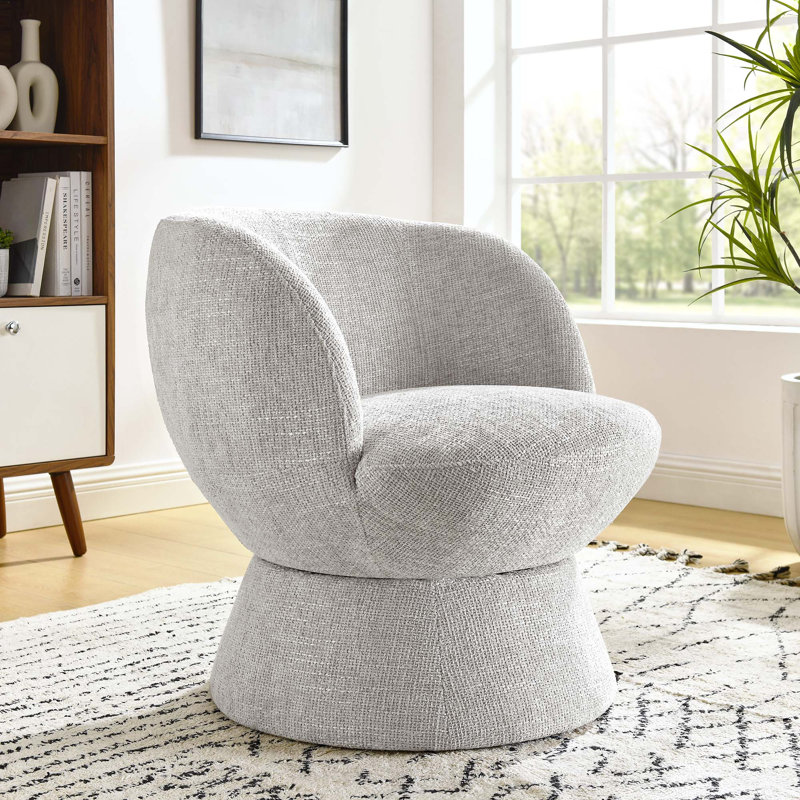 Chaise pivotante rembourrée en tissu Vesta Chenille, Gris chenille