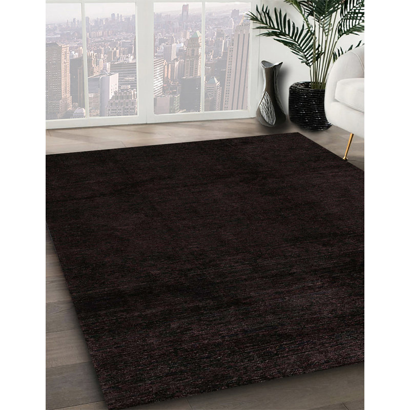 Tapis brun foncé à motif abstrait Tsonis, Carré 7 pi