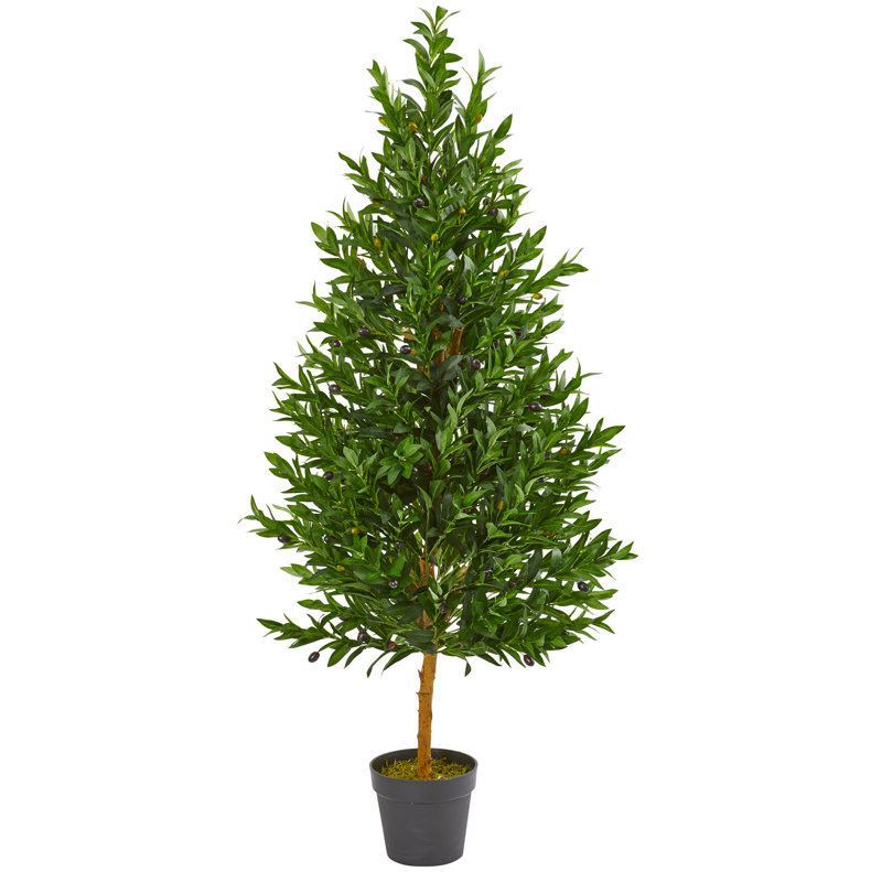 Carla Arbre artificiel topiaire conique olive résistant aux rayons UV (intérieur / extérieur)