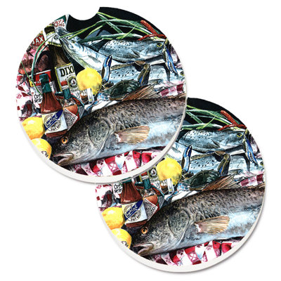 Ceramic Round 2 Piece Car Coaster Set