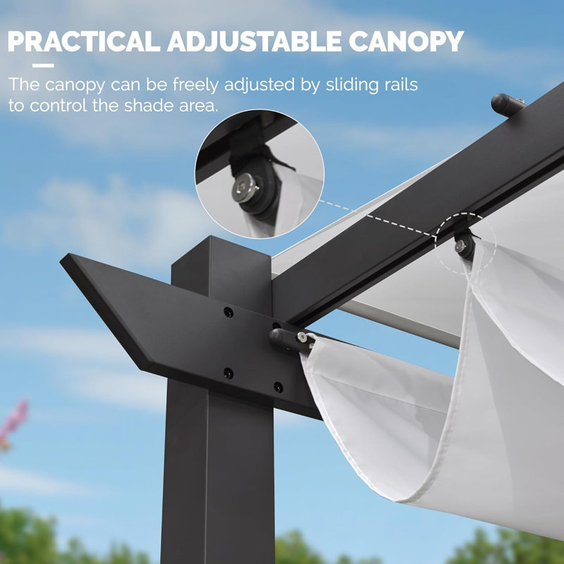 Pergola d'extérieur rétractable mauve 10 pi x 10 pi avec lumières DEL, Blanc