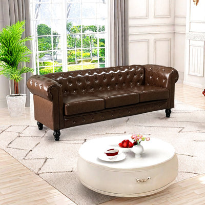 Living Room 3 - Seat Upholstered , Short , Independent Spring Seat, 15Cm High Gold Feet For Vacuuming With Contemporary Atmosphere, Pull Point Decoration, Resilient And Doll Cotton ,