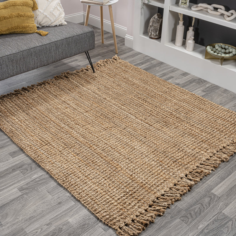 Eastmont Pata Hand Woven Chunky Jute with Fringe Natural Rug, Square 5'