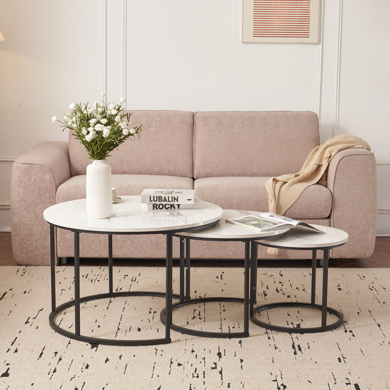 Ensemble de 3 tables basses rondes gigognes Takirra 