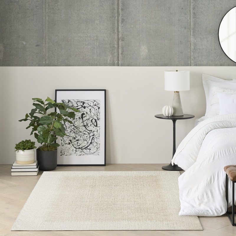 Abstract Machine Made Area Rug, Ivory Beige, Rectangle 160 x 221 cm