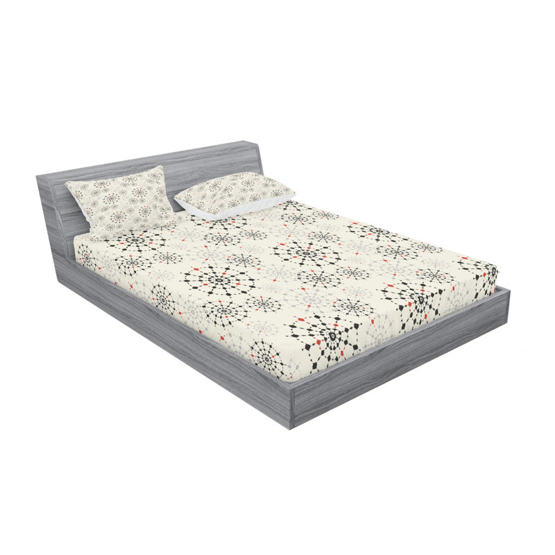Microfiber Geometric Sheet Set, Queen Sheet Set with Fitted Sheet