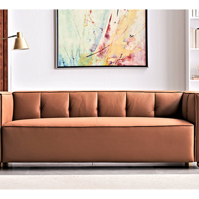 Polyester Sofa With Tufted Low Back Design, Elegant 3 Seater Couch For Coastal And Modern Farmhouse Living Rooms, 87 Inch Wide, Easy Assembly