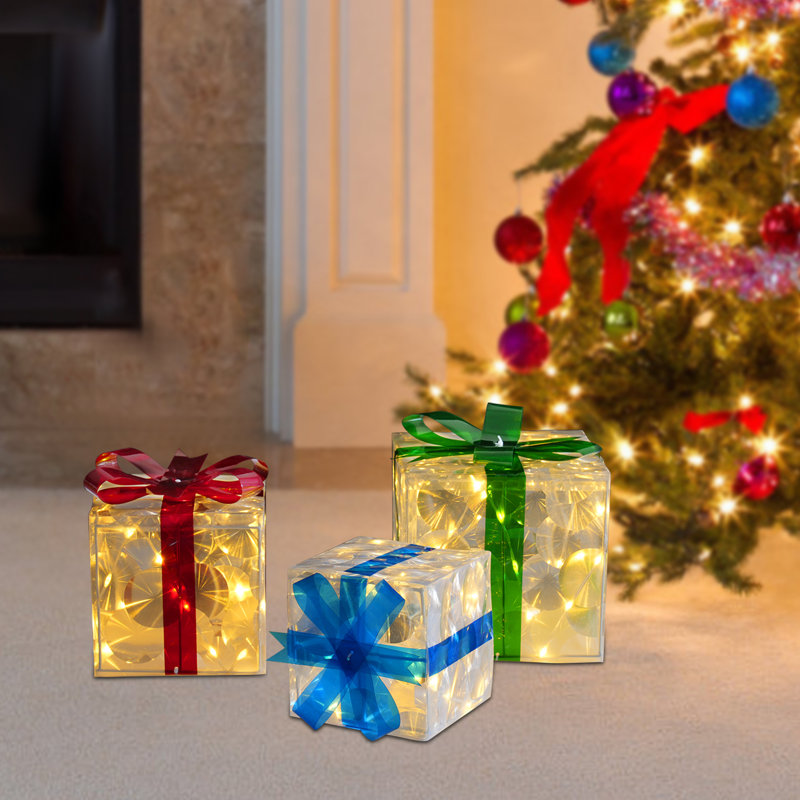 Ornement en forme de boîte-cadeau de Noël 3 pièces