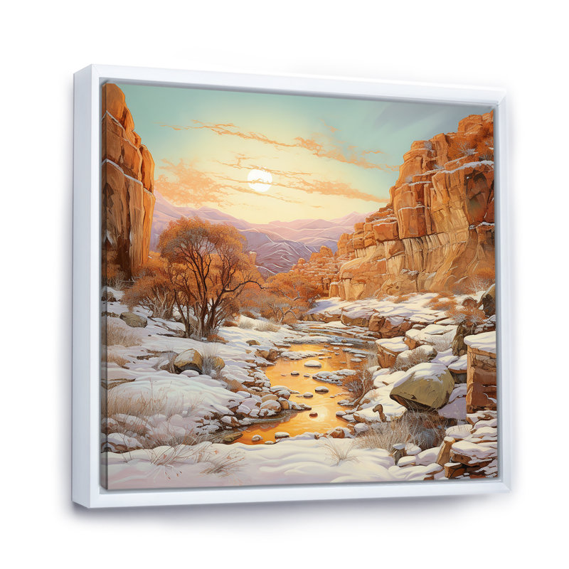 Canyon Winter Scenery I sur toile, H 36 po x l 36 po x P 1,5 po, Cadre flottant blanc