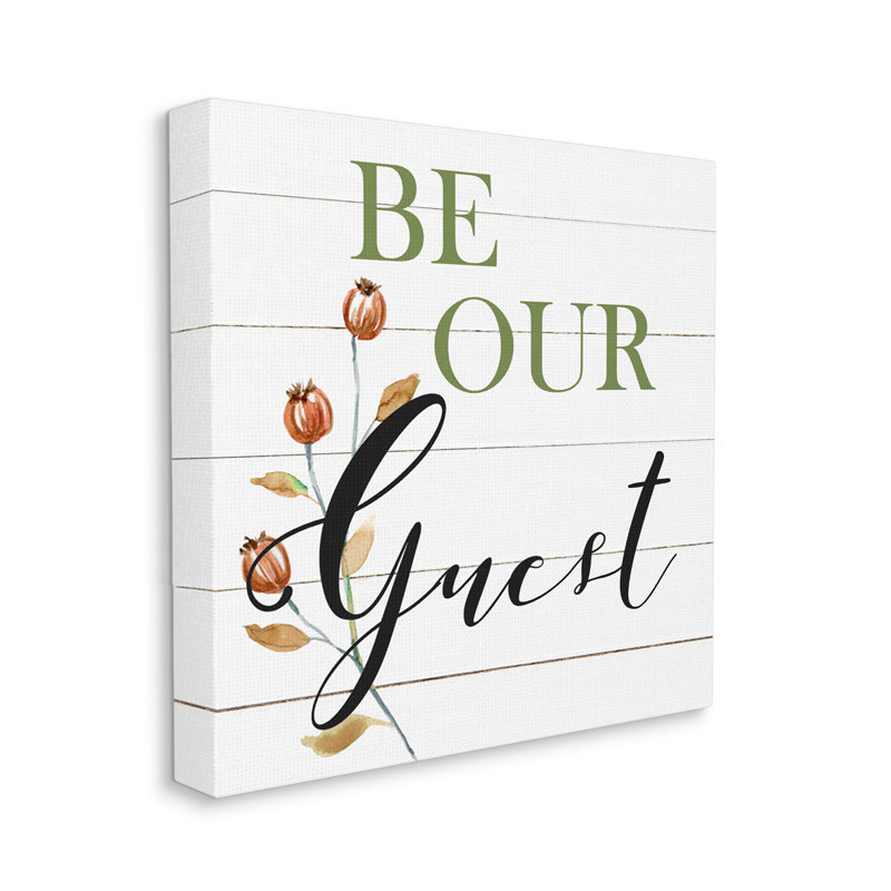 «Be our invité phrase on wood» par Carol Robinson, impression, H 17 po x l 17 po x P 1,5 po
