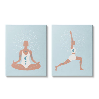 " Yoga Fitness Work Out Human Figure Meditating " by Nina Blue 2 - Pieces