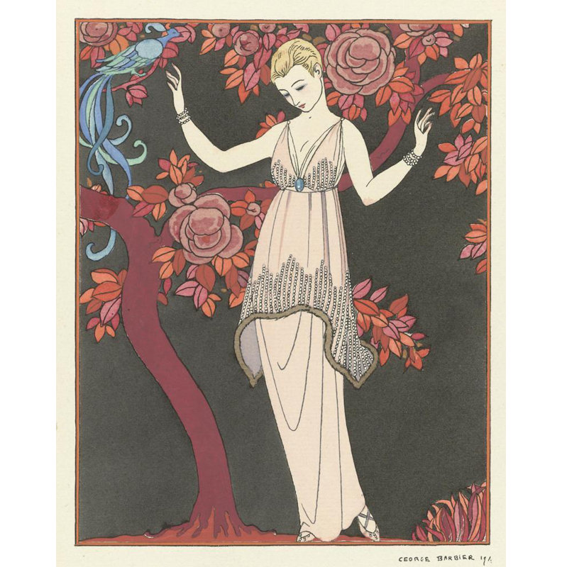 "L'arbre de la science / robe de soirée par Doeuillet" par George Barbier - Art mural sur toile tendue avec châssis