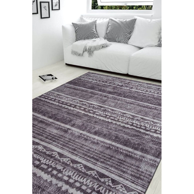 Tapis décoratif gris anthracite, Rectangle 4 pi 8 po x 6 pi 3 po