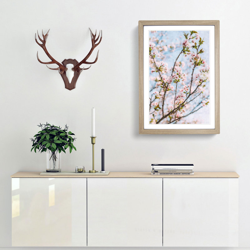 Cherry Blossom Tree - Picture Frame Graphic Art Print, Oak Framed, 33cm H x 24cm W x 2cm D