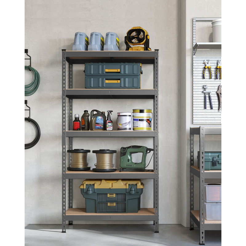Adjustable Shelving Unit, 70.9" H x 35.4" W x 17.7" D, Gray
