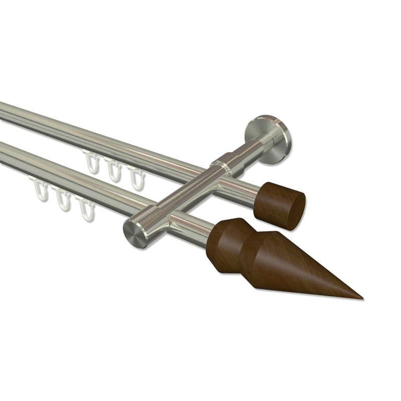 Gayle Adjustable Bay Window Double Curtain Rod, 5cm H x 240cm W x 15cm D