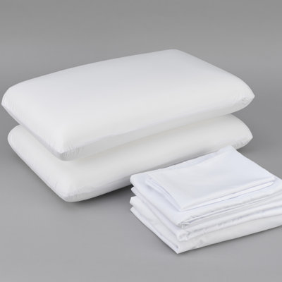 Cooled Bedding Bundle For King - Memory Foam Pillows, Smooth Sheets, 5 Mattress Protector With Cooling 2 Molded Sheet , A Peaceful Sleep