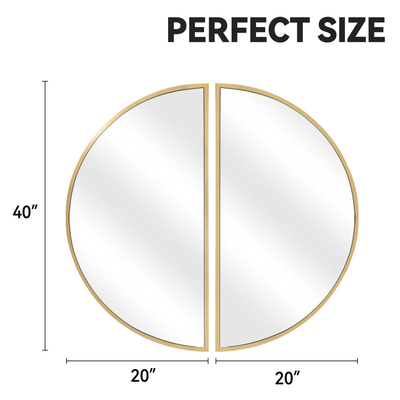 Half circle mirror arch Wall Mirror Modern Metal Frame For Entryway Living Room Bedroom Wall Decor, Gold, 20" x 40"