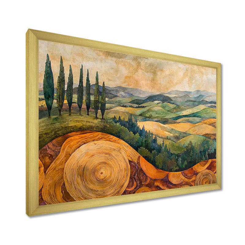 Crumrine - art mural vignoble, H 12 po x l 20 po, Reproduction d'une seule photo avec cadre, Doré