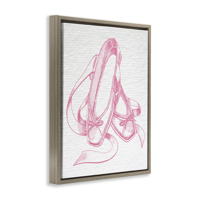 «Pink Ballet Slipper», art mural encadré par Daphne Polselli, Cadre flottant orme Montalcino, H 31 po x l 25 po