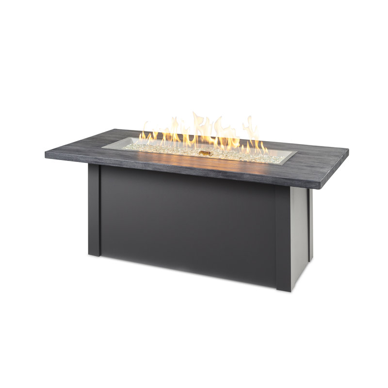 Havenwood Rectangle Smokeless Fire Pit Table with Hidden Fuel Tank, Gray