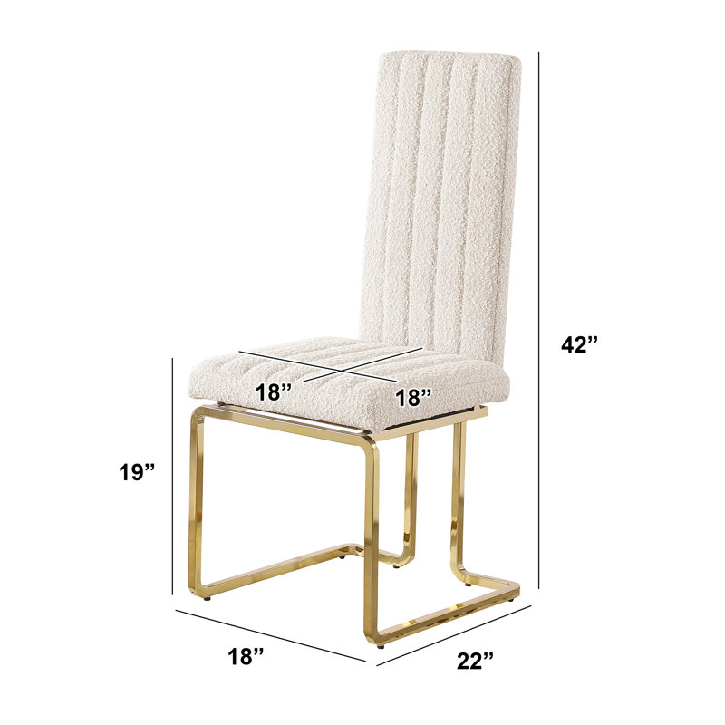 Chaises d'appoint en tissu haut de gamme avec structure chromée, Crème, Or
