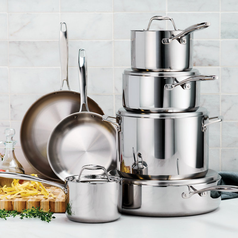 Tri-Ply Stainless Steel 12-Piece Cookware Set with Lids