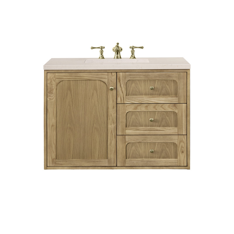 Laurent 36'' W Single Vanity, White Zeus, 8" Widespread, Light Natural Oak