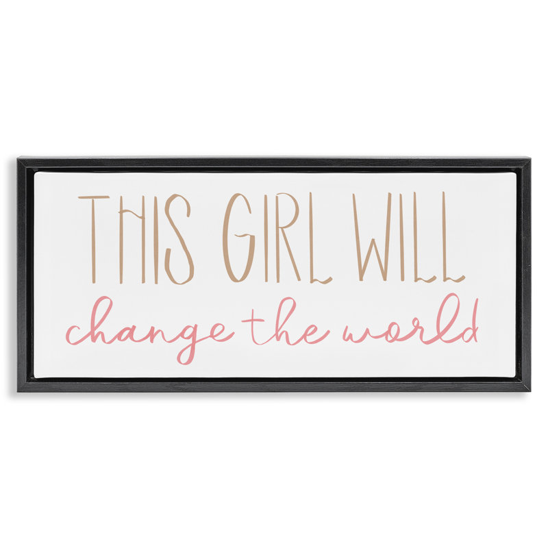 Art mural sur toile flottant, "Girl Power", Cadre flottant noir de jais, H 11 po x l 25 po