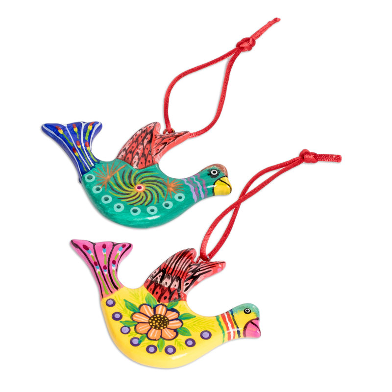  Ornements en céramique colombe festive faits à la main (ensemble de 6)
