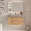  Ensemble de meuble-lavabo mural moderne 36 po avec 2 tiroirs, lavabo en céramique Mid Century