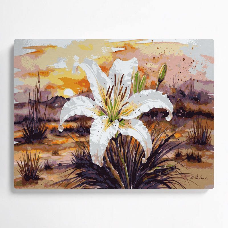 «Southwestern Plants Desert Lily», art mural en métal beige 160 po, H 12 po x l 18 po