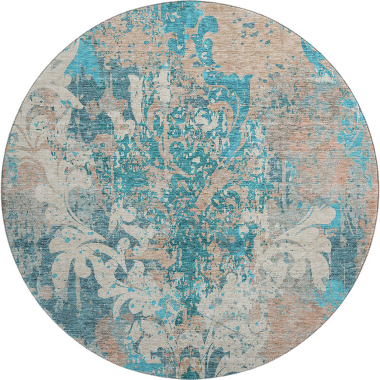 Premium Machine Washable Prisco Teal Rug