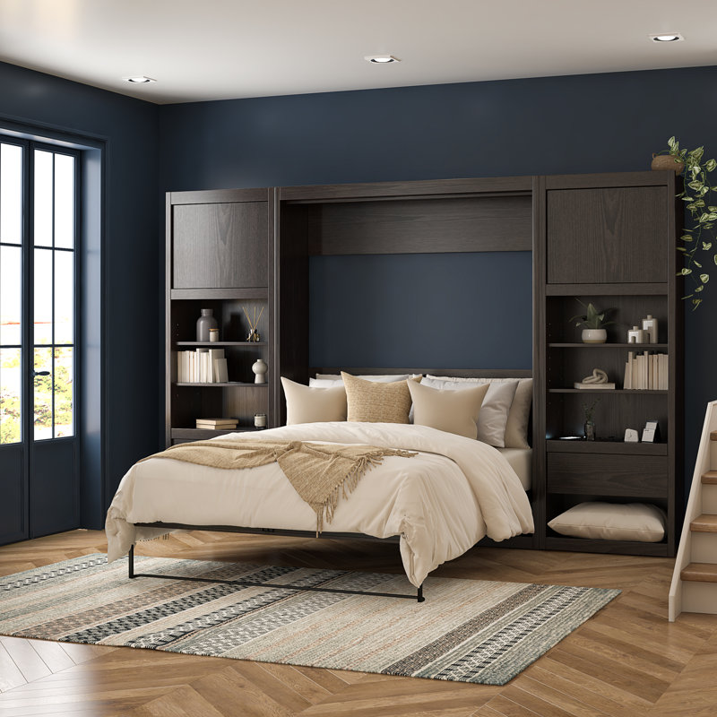 Lit escamotable avec rangement latéral Wexford, Double, Espresso