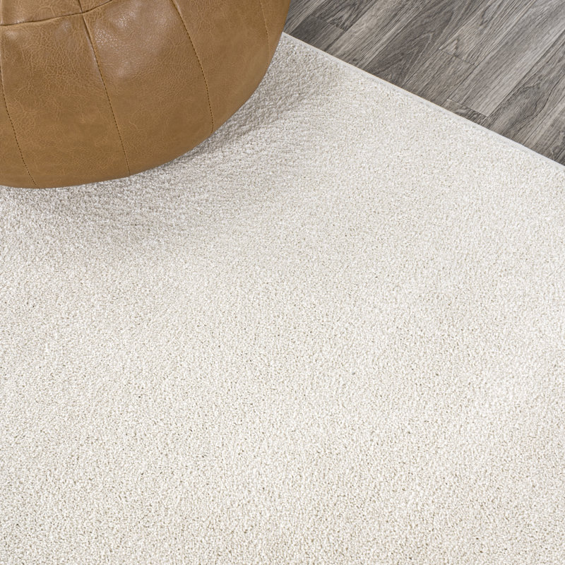 Arcie Solid Low-Pile Ivory Rug, Square 5'3"