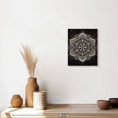 Impression sur toile noir et blanc Mandala