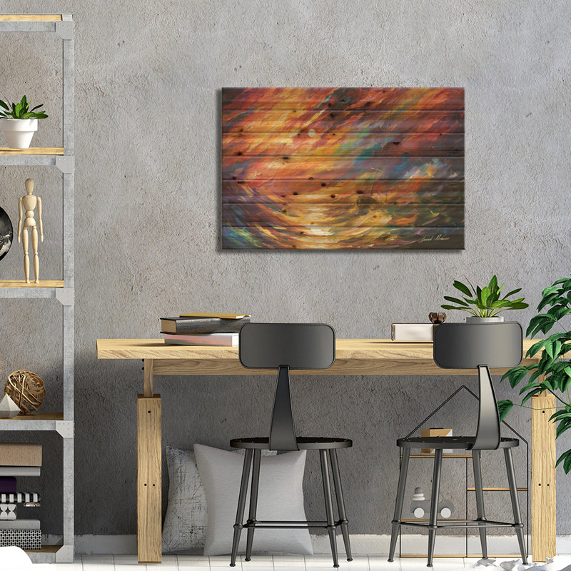 «Melksham Storm That Never Ends On Wood» par Leonid Afremov, reproduction, H 18 po x l 26 po x P 1,5 po